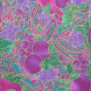 Texstyles Fabric Purple Gold Plum Pear Grapes Fruit Vine Farm Market 3 YDS x40"